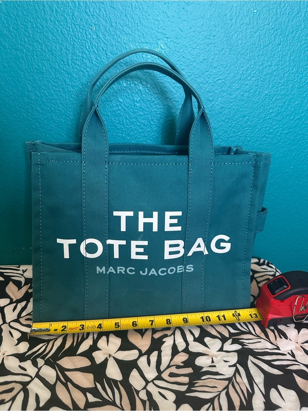 Marc Jacobs Teal Canvas Tote with White Logo